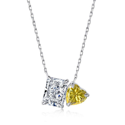 [Clara Jewels]Dazzling Square & Heart Shape Necklace