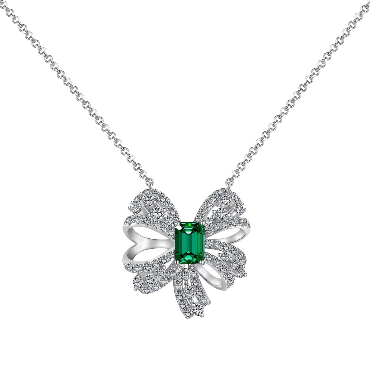 [Clara Jewels]Luxurious Flower Shape Emerald Cut Necklace