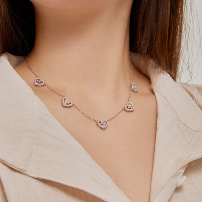 [Clara Jewels]Sparkling Five Heart Necklace