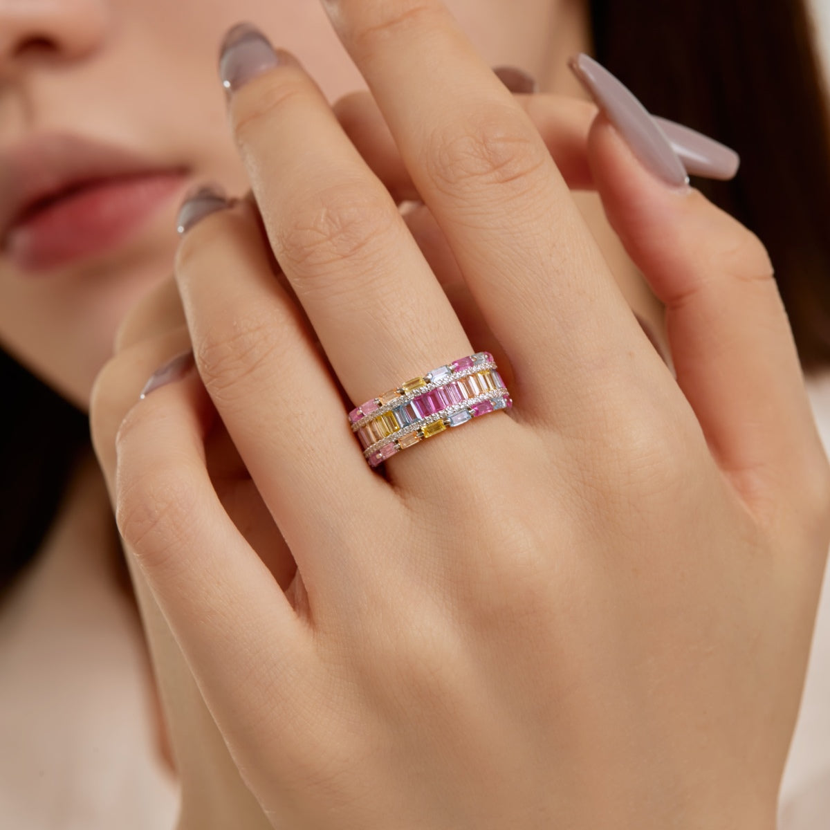 [Clara Jewels]Dazzling Colorful Radiant Cut Party Ring