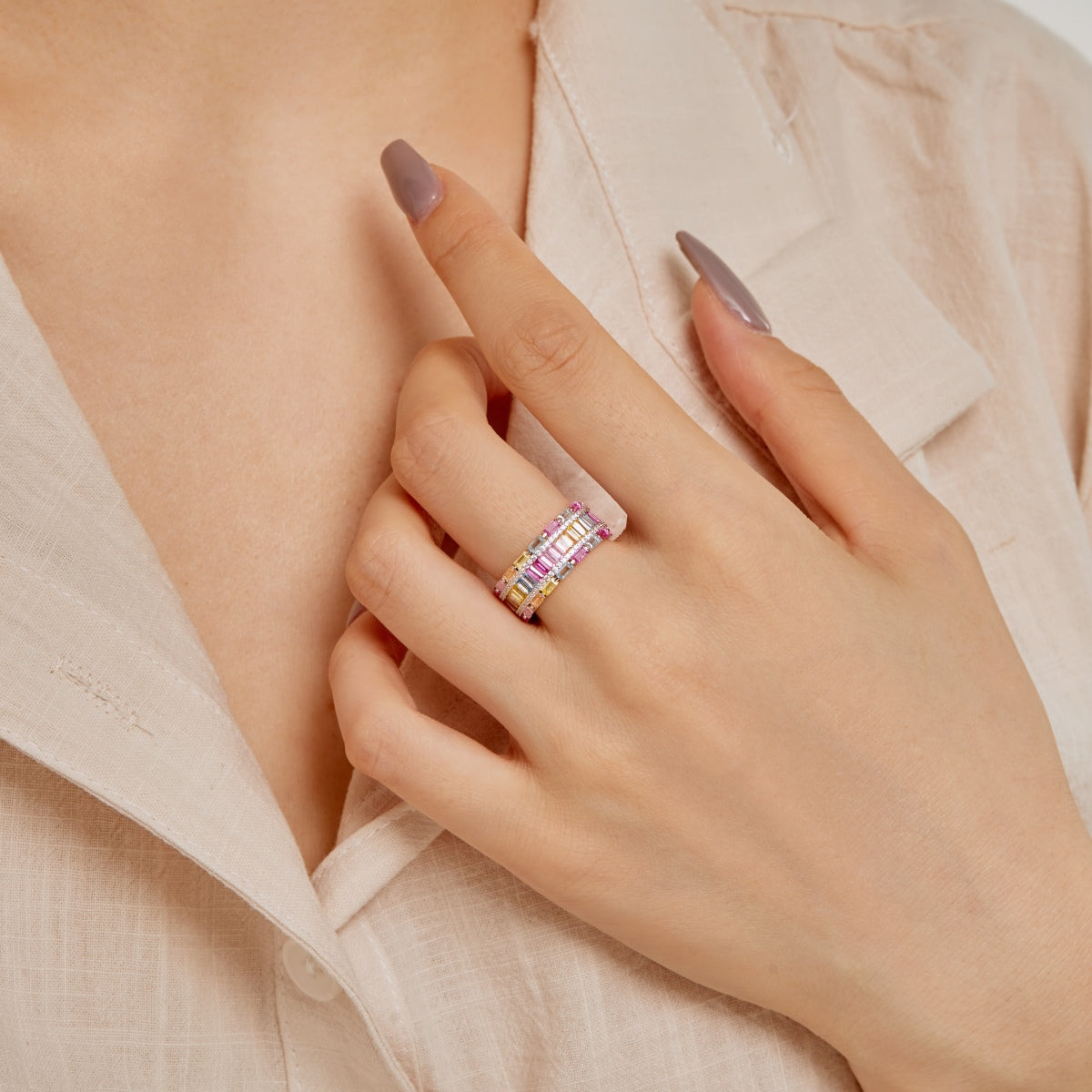 [Clara Jewels]Dazzling Colorful Radiant Cut Party Ring
