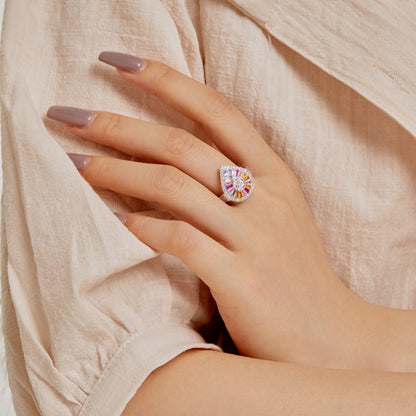 [Clara Jewels]Elegant Colorful Water Drop Shape Banquet Ring