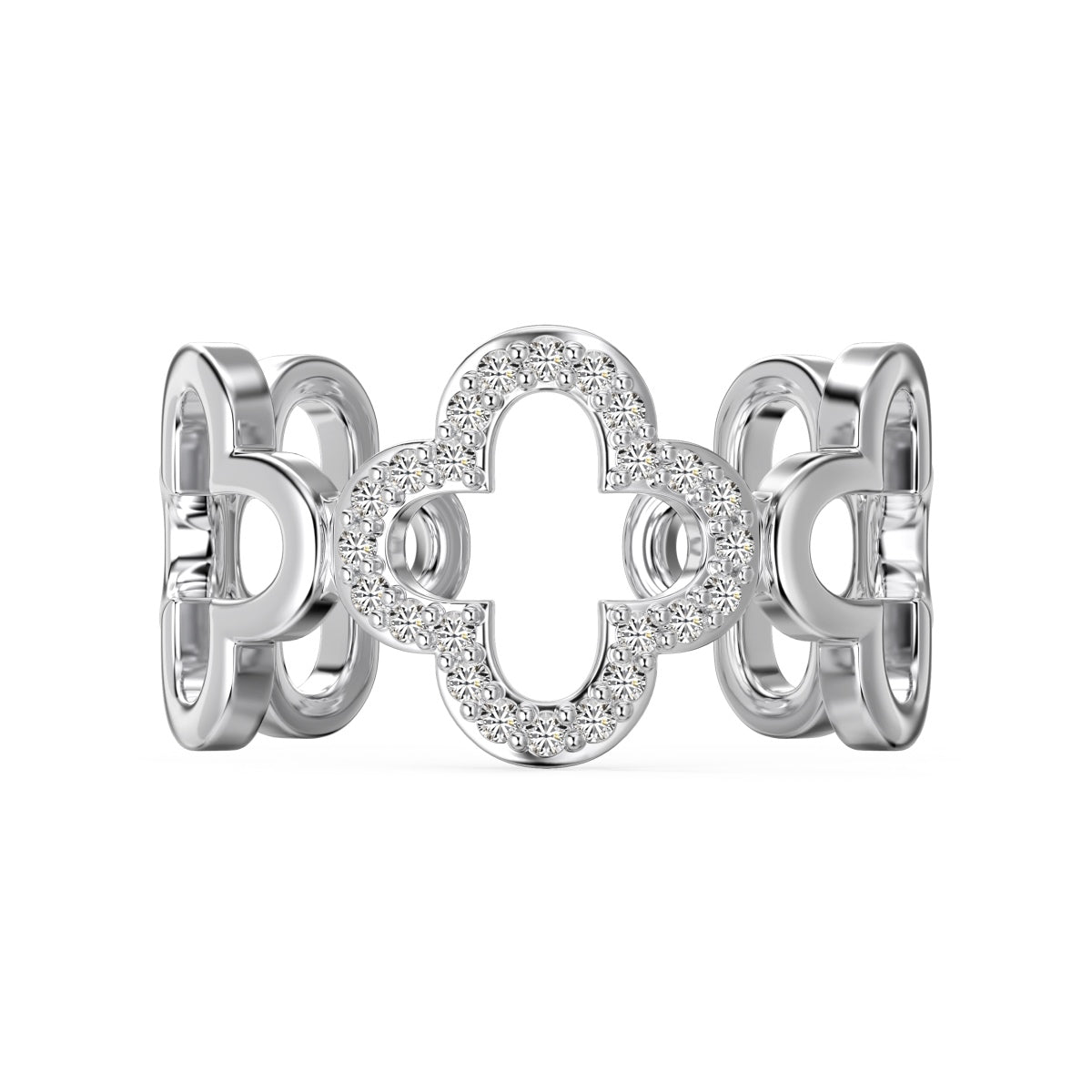 [Clara Jewels]Hollow Design Four-Leaf Clover Flower Shape Ring