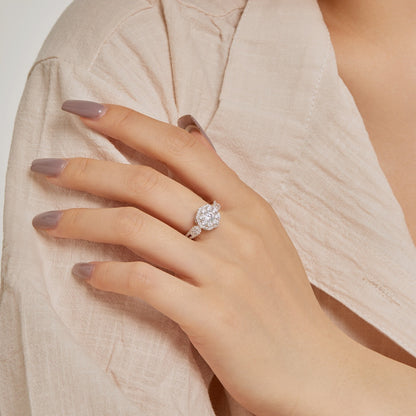 [Clara Jewels]Delicate Colorful Round Cut Flower Shape Wedding Ring