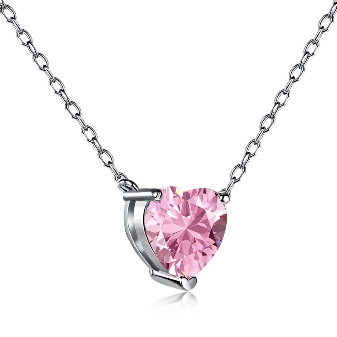 [Clara Jewels]Heart Shape Main Stone Pendant Collarbone Necklace