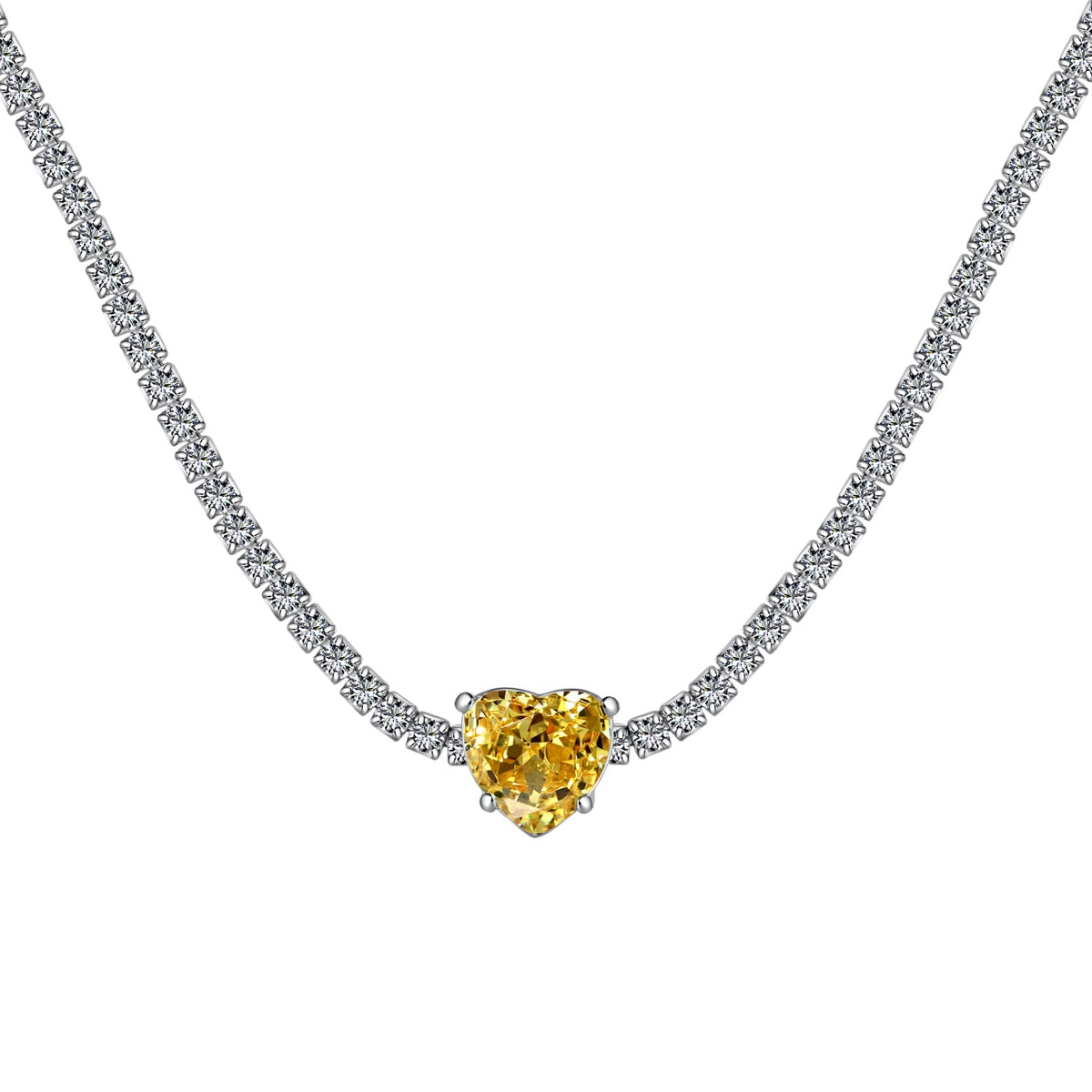 [Clara Jewels]2.0 Carat Sparkling Tennis Heart Cut Necklace