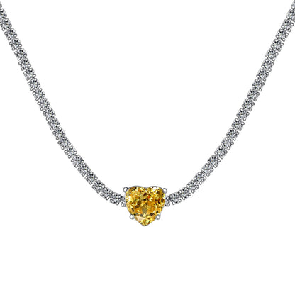 [Clara Jewels]2.0 Carat Sparkling Tennis Heart Cut Necklace