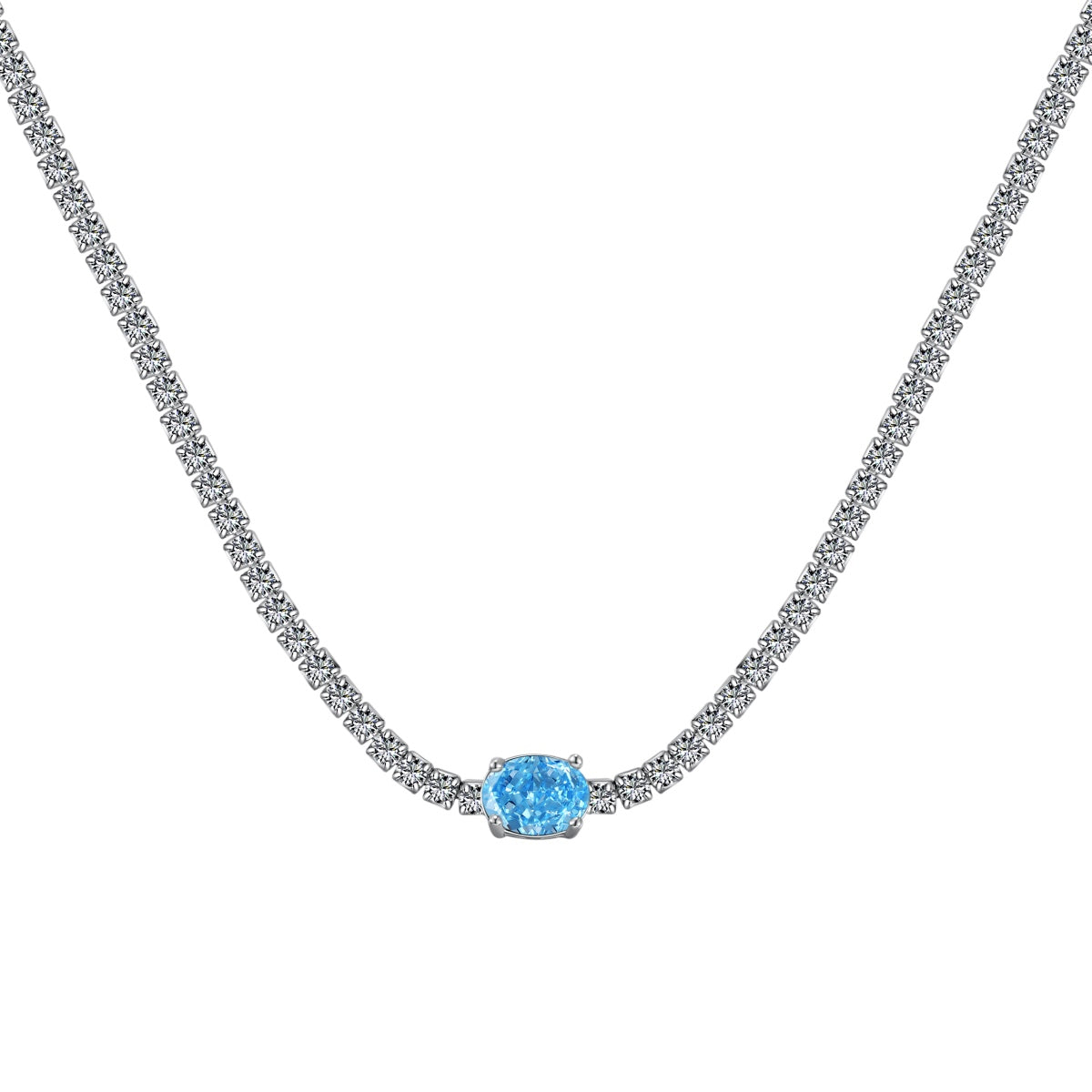 [Clara Jewels]1.0 Carat Shining Oval Cut Necklace