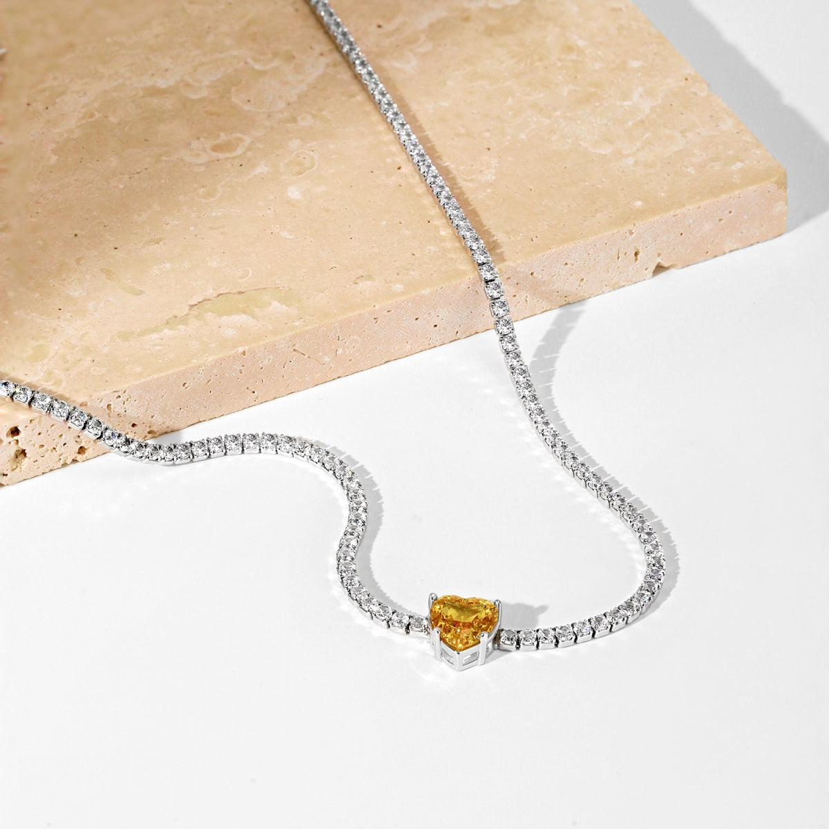 [Clara Jewels]2.0 Carat Sparkling Tennis Heart Cut Necklace