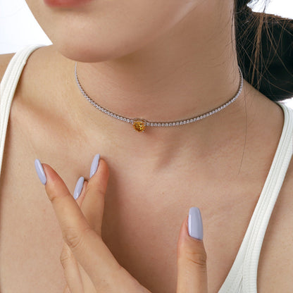 [Clara Jewels]2.0 Carat Sparkling Tennis Heart Cut Necklace