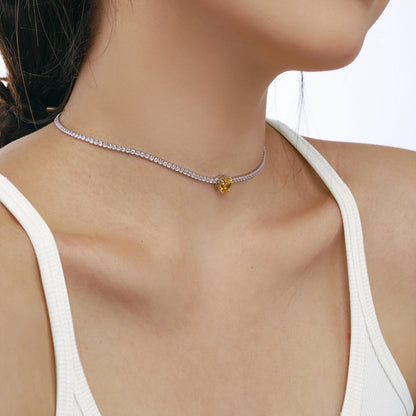 [Clara Jewels]2.0 Carat Sparkling Tennis Heart Cut Necklace