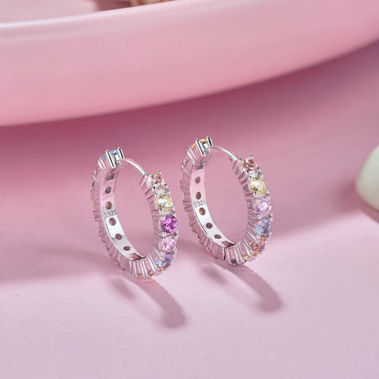 [Clara Jewels]Radiant Colorful Round Cut Earrings