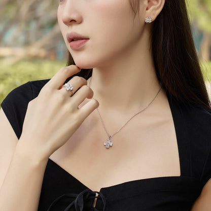 [Clara Jewels]Heart-shaped Four-Leaf Clover Ball Ring