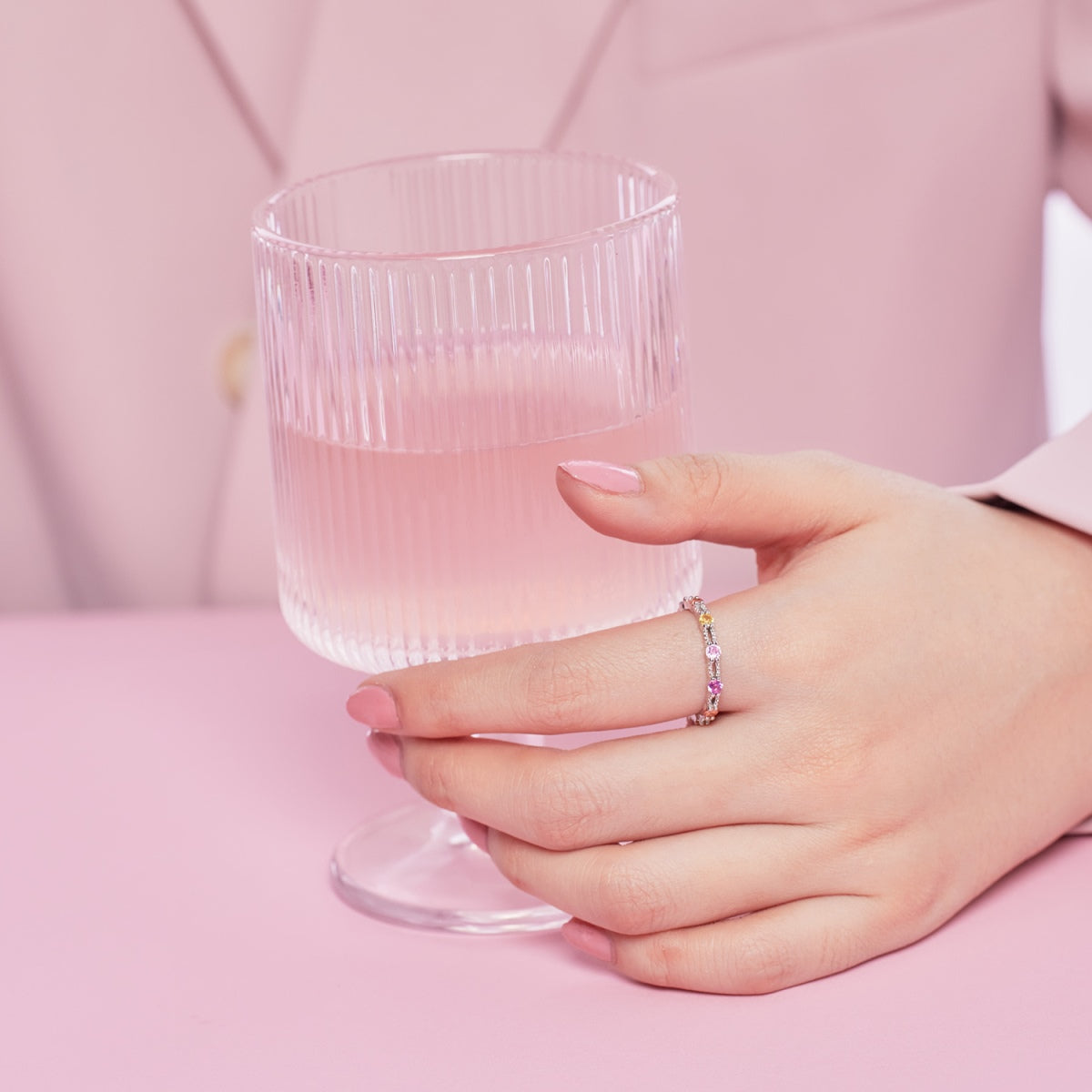 [Clara Jewels]Sparkling Colorful Round Cut Tennis Ring