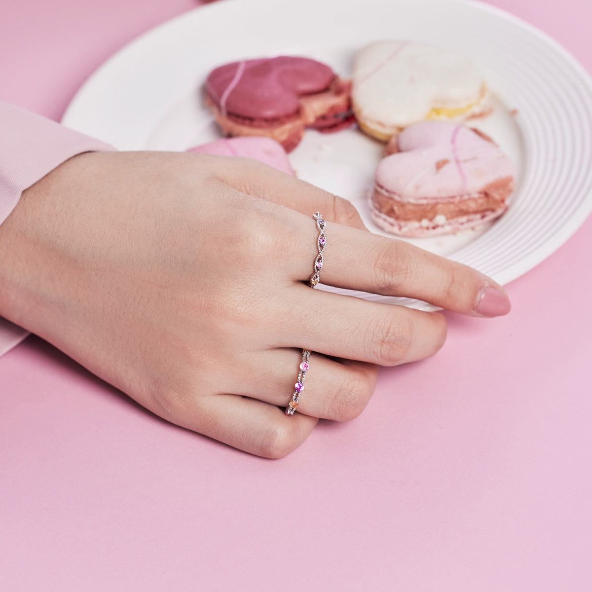 [Clara Jewels]Sparkling Colorful Round Cut Tennis Ring