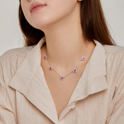 [Clara Jewels]Sparkling Five Heart Necklace