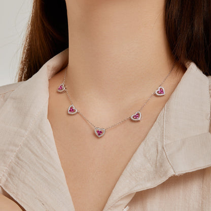 [Clara Jewels]Sparkling Five Heart Necklace