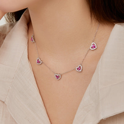 [Clara Jewels]Sparkling Five Heart Necklace