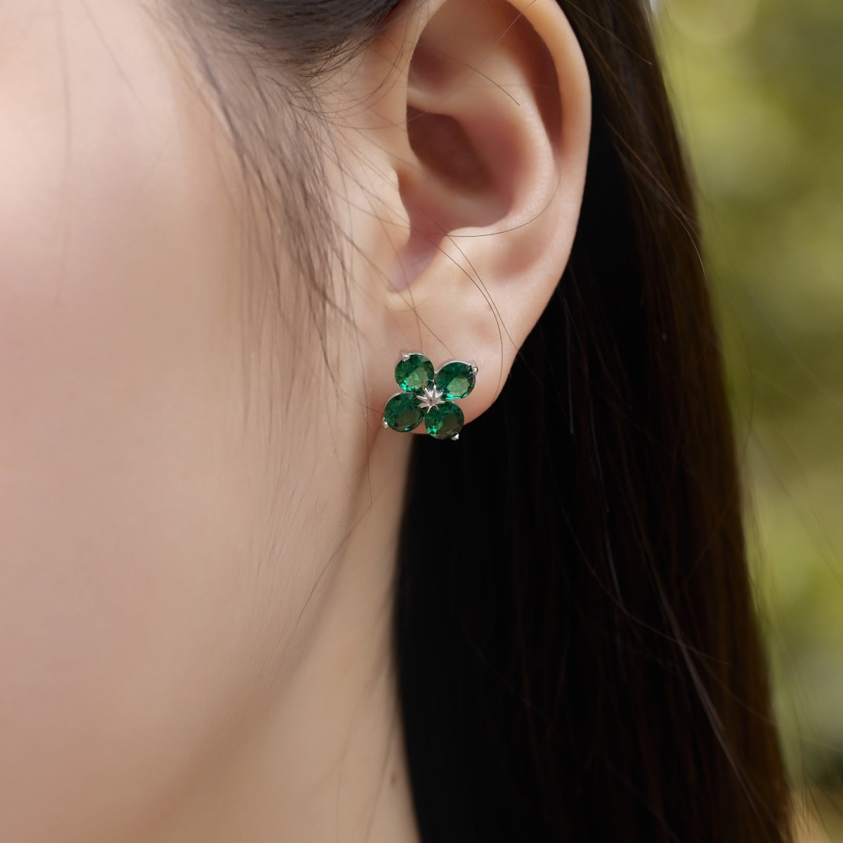 [Clara Jewels]Four-Leaf Clover Eight-Pointed Star Earrings