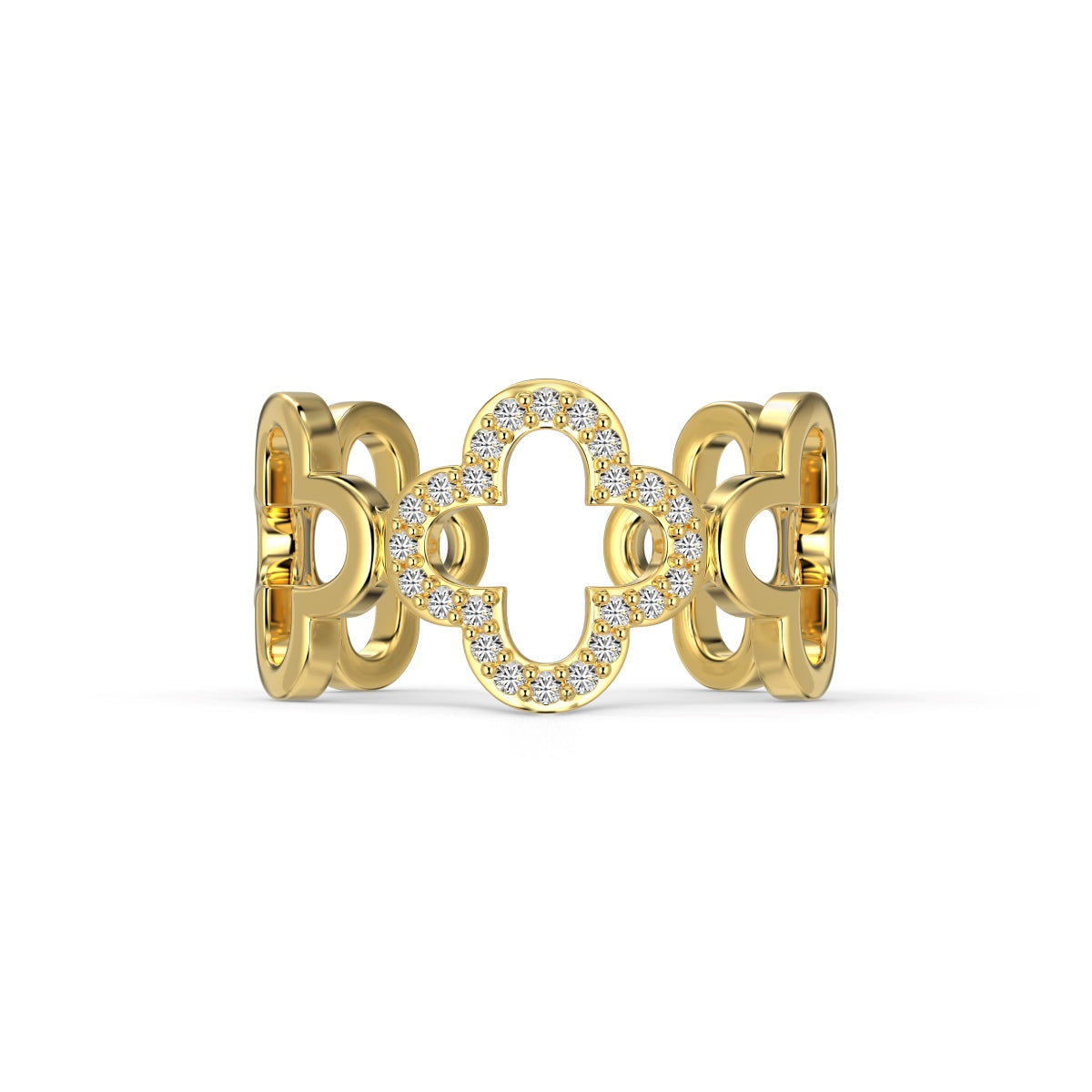 [Clara Jewels]Hollow Design Four-Leaf Clover Flower Shape Ring