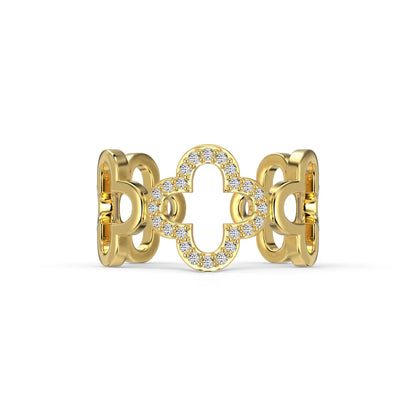 [Clara Jewels]Hollow Design Four-Leaf Clover Flower Shape Ring