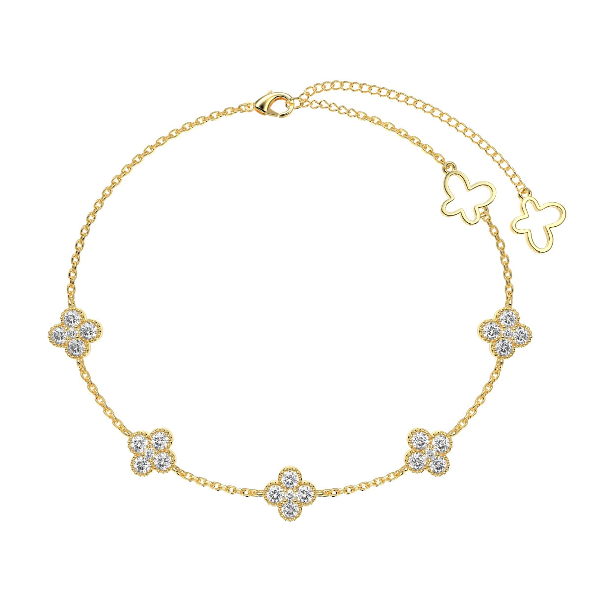 [Clara Jewels]Four-Leaf Clover Hollow Butterfly Bracelet