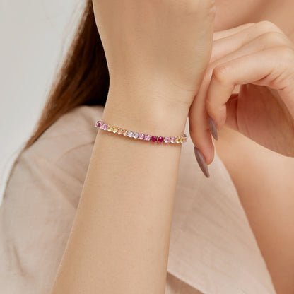 [Clara Jewels]Radiant Colorful Round Cut Tennis Bracelet