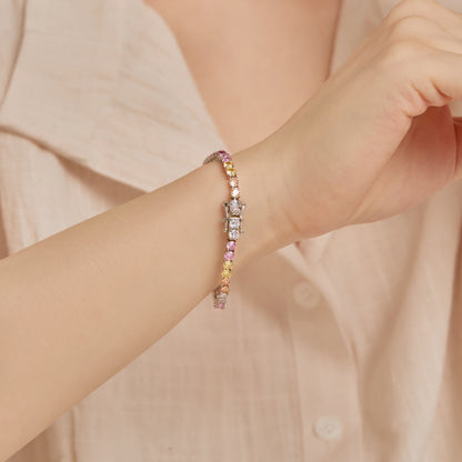 [Clara Jewels]Radiant Colorful Round Cut Tennis Bracelet