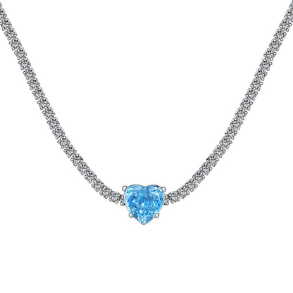 [Clara Jewels]2.0 Carat Sparkling Tennis Heart Cut Necklace