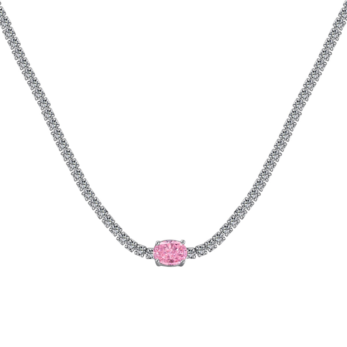 [Clara Jewels]1.0 Carat Shining Oval Cut Necklace