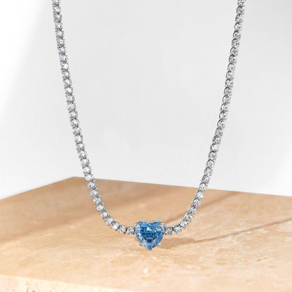 [Clara Jewels]2.0 Carat Sparkling Tennis Heart Cut Necklace