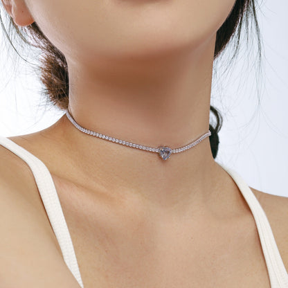 [Clara Jewels]2.0 Carat Sparkling Tennis Heart Cut Necklace