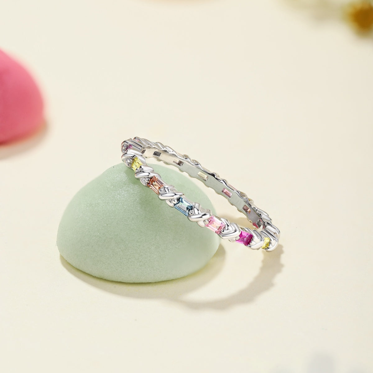[Clara Jewels]Charming Colorful Round Cut Daily Ring
