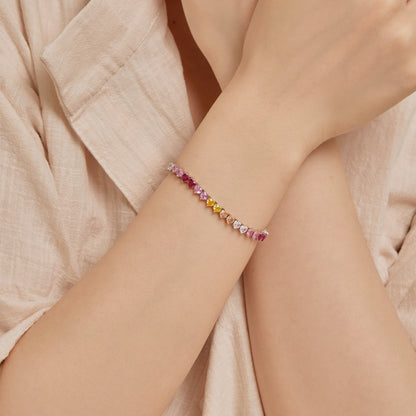[Clara Jewels]Luxurious Colorful Romantic Heart Shape Lover Bracelet