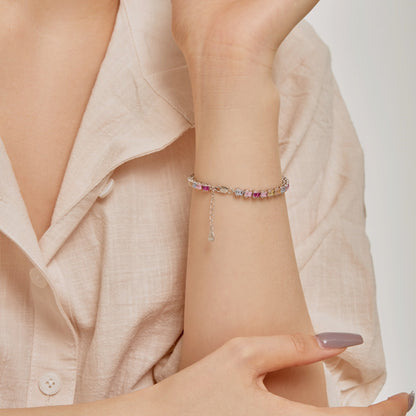 [Clara Jewels]Delicate Colorful Emerald Cut Party Bracelet
