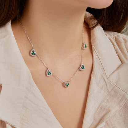 [Clara Jewels]Sparkling Five Heart Necklace