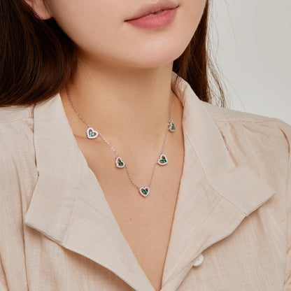 [Clara Jewels]Sparkling Five Heart Necklace