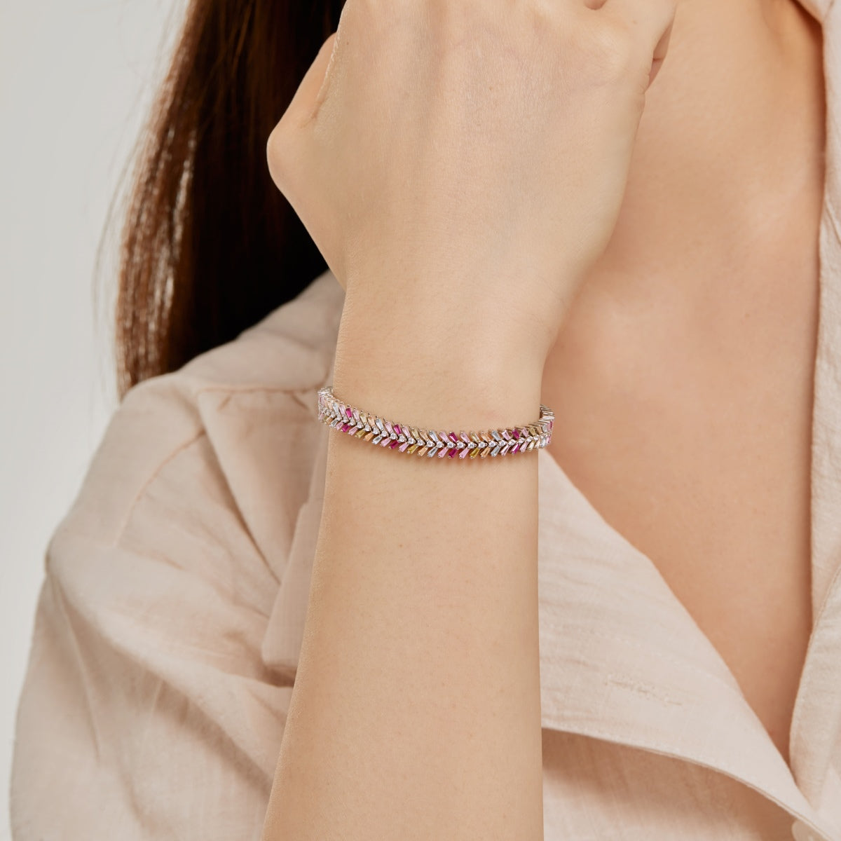 [Clara Jewels]Dainty Radiant Emerald Cut Daily Bracelet