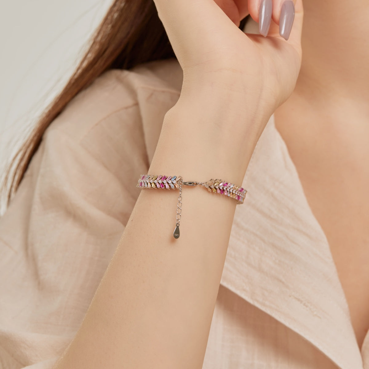 [Clara Jewels]Dainty Radiant Emerald Cut Daily Bracelet