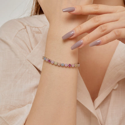 [Clara Jewels]Delicate Colorful Emerald Cut Daily Bracelet