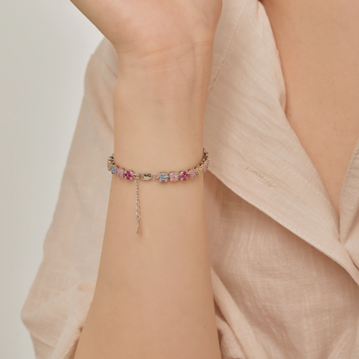 [Clara Jewels]Delicate Colorful Emerald Cut Daily Bracelet