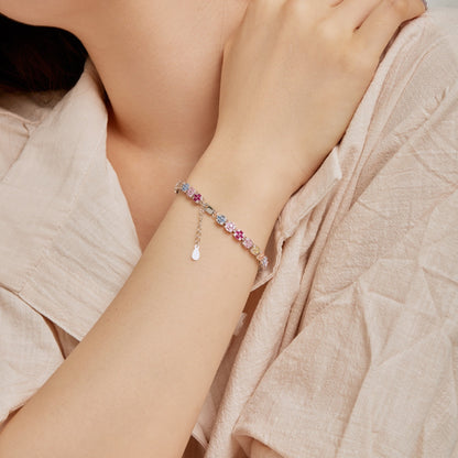 [Clara Jewels]Delicate Colorful Emerald Cut Daily Bracelet