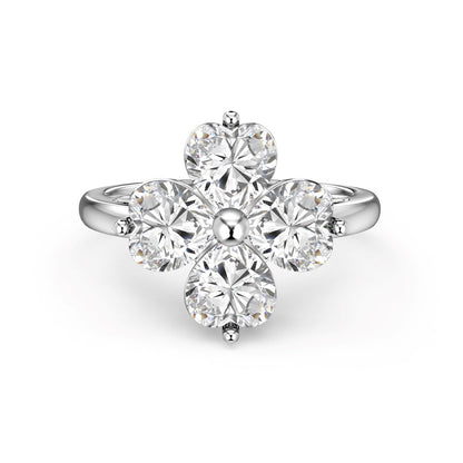 [Clara Jewels]Heart-shaped Four-Leaf Clover Ball Ring