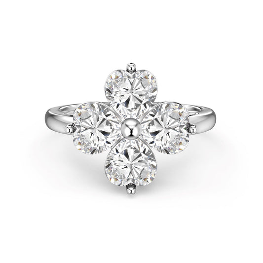 [Clara Jewels]Heart-shaped Four-Leaf Clover Ball Ring