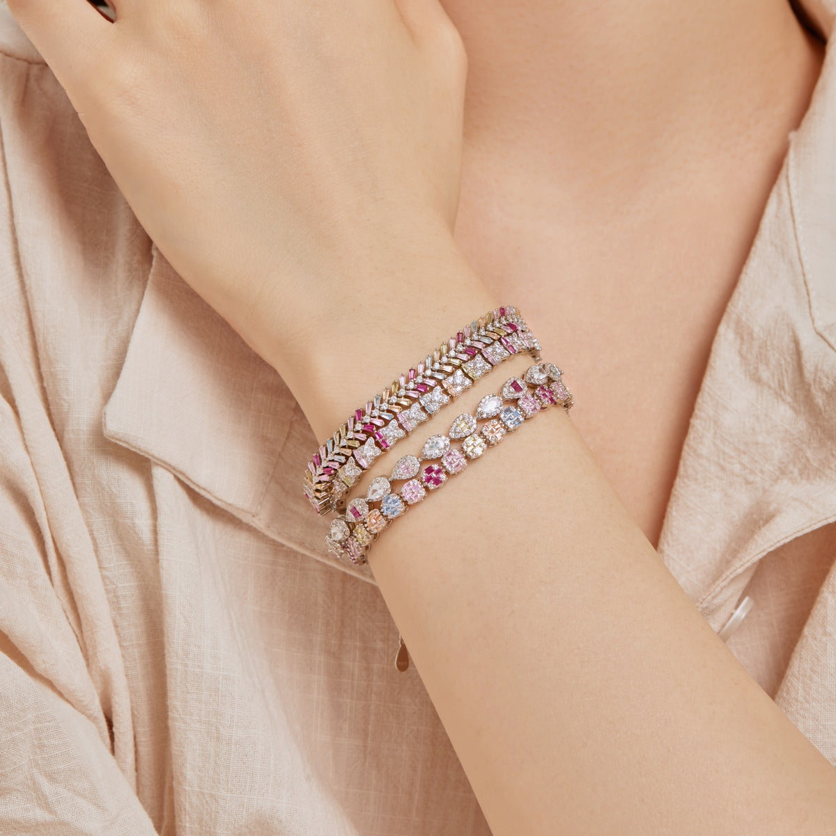 [Clara Jewels]0.25 Carat Radiant Water Drop Shape Daily Bracelet