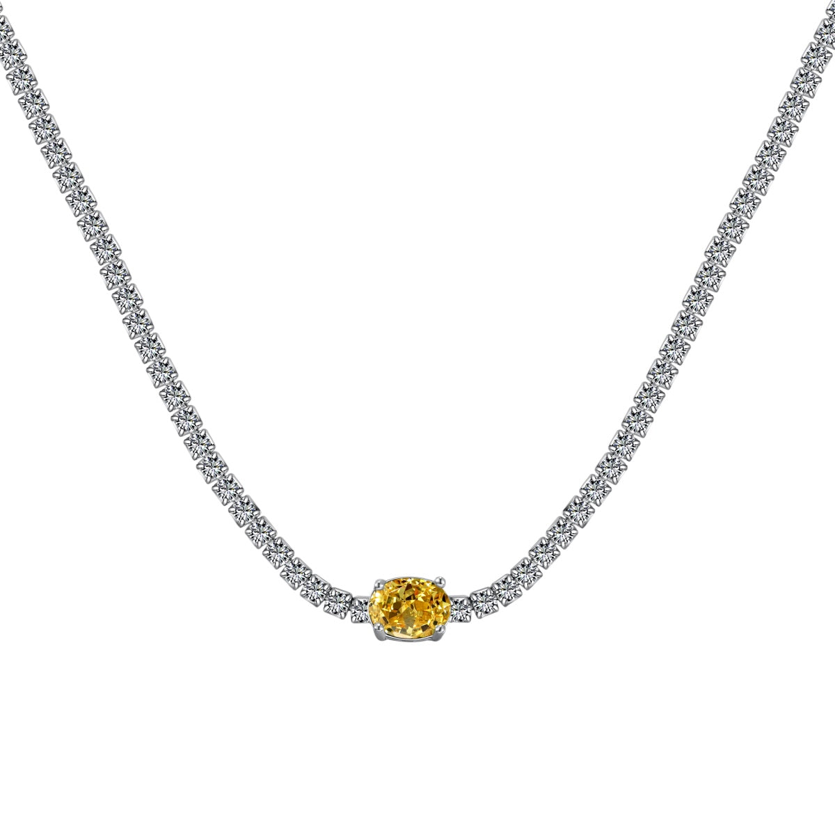[Clara Jewels]1.0 Carat Shining Oval Cut Necklace
