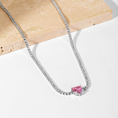 [Clara Jewels]2.0 Carat Sparkling Tennis Heart Cut Necklace