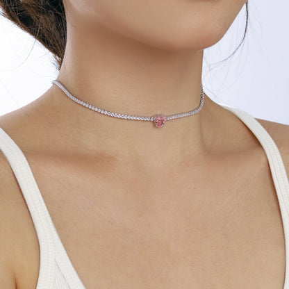[Clara Jewels]2.0 Carat Sparkling Tennis Heart Cut Necklace