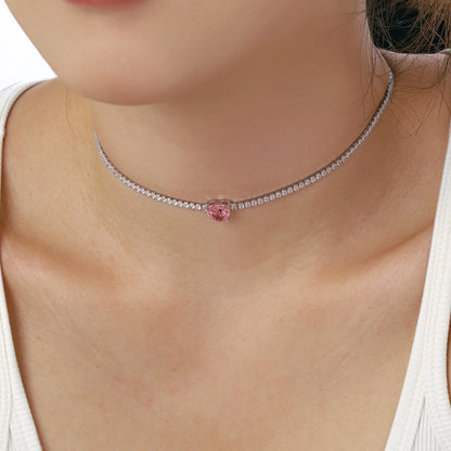 [Clara Jewels]2.0 Carat Sparkling Tennis Heart Cut Necklace
