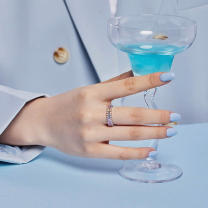 [Clara Jewels]Splashy Ornate Emerald Cut Cocktail Ring